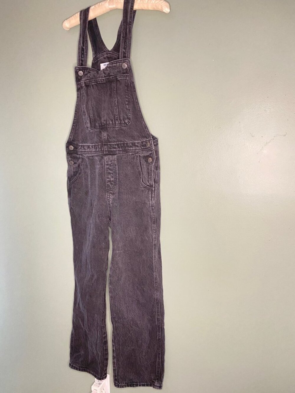 Overall Black Denim Old Navy Size 14-16 Could be girls or Boys